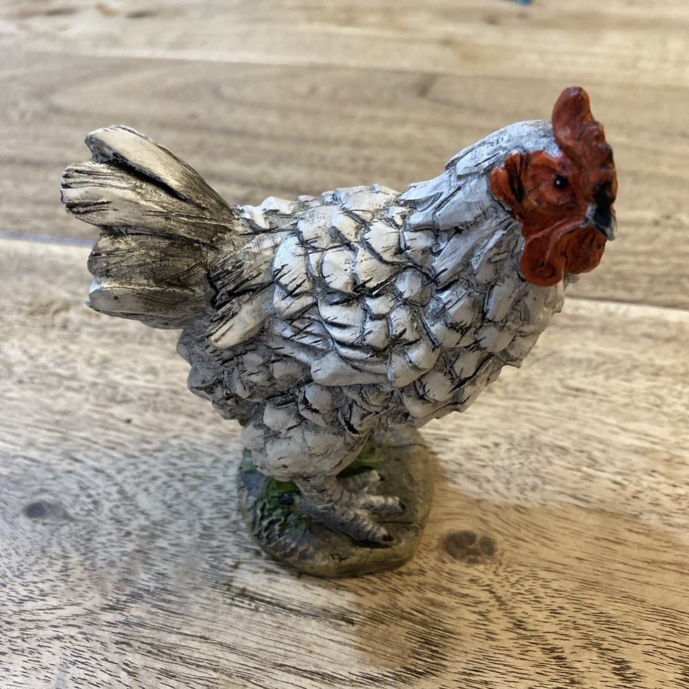 Adorable Shelf Sitter Chicken Decorative Handcrafted, Resin Farmhouse